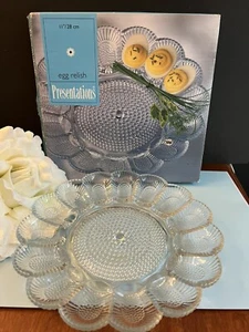 Vintage Indiana Glass Hobnail Flower Relish Deviled Egg Plate  - Picture 1 of 1