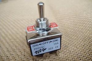 Momentary 20A 125V 15A 250V DPDT 2 Pole 6 Terminal (On) Off (On) Toggle Switch - Picture 1 of 1