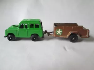 Tootsietoy Tiny Toughs Land Rover Truck #1250 & Brown Army Trailer USA - Picture 1 of 9