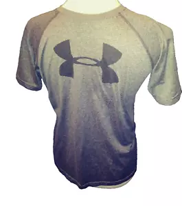 Under Armour Youth Large heather grey gray shirt t-shirt black logo measurements - Picture 1 of 12