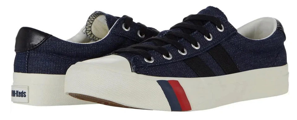 PRO-Keds Royal Plus Denim Oscuro Rojo Azul Rayas 12 Ojos 2 Conjuntos Cordones Zapatos Bajos Mn Foto 1 de 1