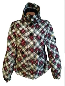 Alprausch Mujer Chaqueta Talla M Bordo Verde Blanco Cremallera Capucha Geométrica - Imagen 1 de 17