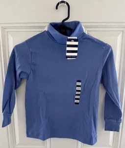 Lands End Unisex Boys Girls Kids Medium 5 6 Blue long sleeve turtleneck shirt - Picture 1 of 7