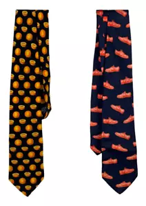HUGO BOSS Ties x 2 Oranges Sneakers Made In Italy 100% Silk Unique - Picture 1 of 11
