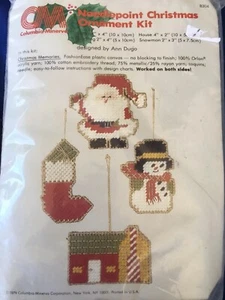 Columbia Minerva Needlepoint Plastic Canvas Christmas Ornament Kit 1979 Vtg - Picture 1 of 2