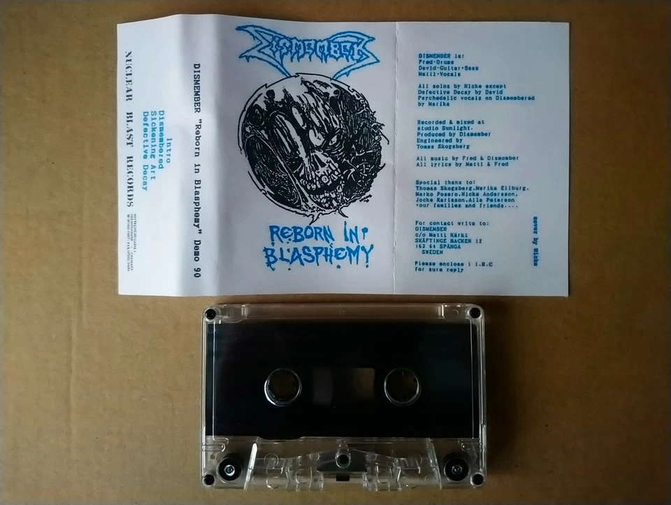 DISMEMBER Reborn In Blasphemy Tape, Entombed Nihilist Grave Unleashed Crematory - Image 1 of 1