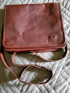 Leather Shoulder Bag Cross Body - Brown - Picture 1 of 12