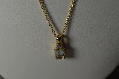 Colgante Aguamarina Espirito Santo 0.98ct con Cadena de 20" 14k YG Sobre Plata Fina Foto 1 de 3