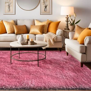 8x10 Pink Area Rug Shaggy Soft Fluffy for Bedroom Living Room Indoor Shag Carpet - Picture 1 of 6