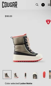 Cougar Waterproof Snow “Meridian” Loden Lace-Up Winter Boots Size 6 36 NWT Wmn - Picture 1 of 4