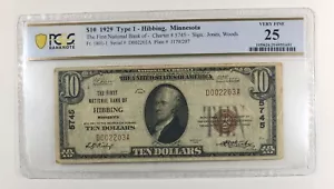 1929 $10 National. PCGS VF25. Hibbing Mn. #5745. - Picture 1 of 3