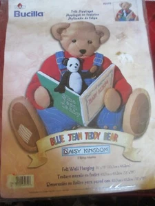 DAISY KINGDOM Vintage BLUE JEAN TEDDY BEAR WALL HANGING Felt Sewing KIT - 2002 - Picture 1 of 2