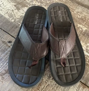 Kenneth Cole Reaction Brown Men’s Sandal Flip Flop Dress Leather US 11 Summer - Picture 1 of 6