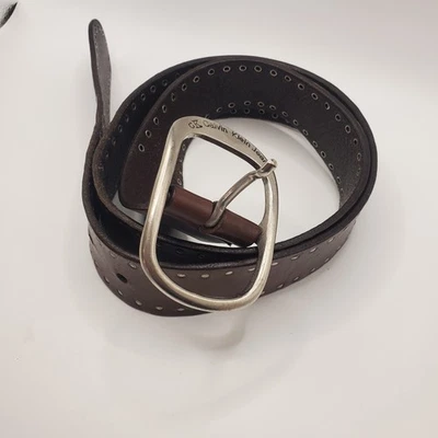 calvin klein studded belt Women Brown 41" Silver Color Buckle  - Image 1 of 4