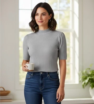 Suéter Koret Talla XL Violeta Púrpura Brilla Manga Corta Clásico Cremallera Trasera Foto 1 de 4