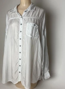 Johnny Was Pete & Greta Shirt Womens L Cupra sheer Long Sleeve Button up top - Picture 1 of 12