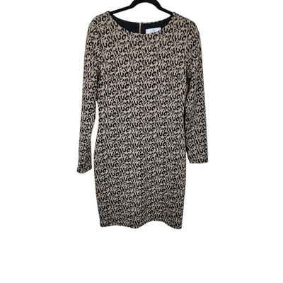 Vestido recto Belle Badgley Mischka para mujer 10 marrón negro dorado estampado de leopardo  Foto 1 de 4