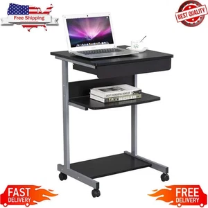 Computer Desk Laptop Workstation Table Office Furniture Built-in Shelves Drawer - Picture 1 of 12