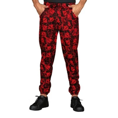 Pantalone Cuoco Unisex Pantagiaffa Skull07 Rosso c/Elastico - ISACCO - Pizzaiolo - Immagine 1 di 3