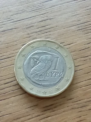 Pièce d'Un Euro Édition Grèce 2002 Avec (S) Sur Étoile Ancien  - Photo 1/2
