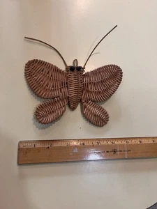 Vintage Wicker Butterfly Wall Decor Cute Eyes Antenna Art - Picture 1 of 2