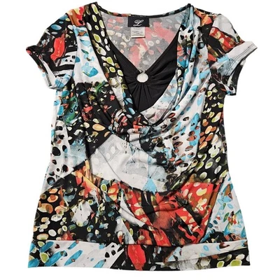 Blusa Libra para mujer multicolor talla PS mezcla de poliéster manga corta elástica Foto 1 de 4