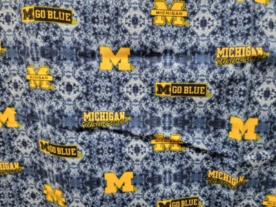 De Colección Franela Universidad de Michigan Wolverines Tela Azul Estampado Tie Dye Look Foto 1 de 4