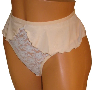 Floral Lace Pastel Pink Ruffle Front Bikini Panties Lingerie,  3XL  Adult Gift - Image 1 of 4