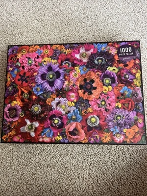 Galison Bees in the Poppies Puzzle 1000 Pc Floral Nature Art Jigsaw Complete - Image 1 of 4