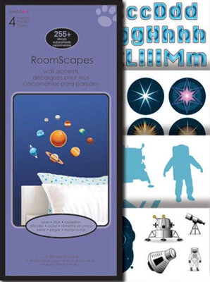 OUTER SPACE wall stickers over 260 decals roomscapes room decor letters planet + - Image 1 of 2