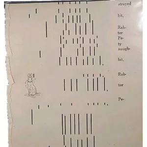 Antik Peter Rabbit Spieler Klavier Lied Rolle Zelle Wandbehang OOAK 12" x 11" #26 - Bild 1 von 4