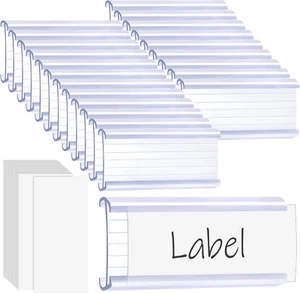 100 Pcs Wire Shelf Label Holders with White Blank Labels, Reusable Price Label - Picture 1 of 12