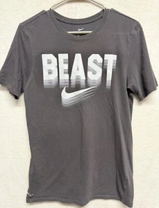 Nike Mens Dri-FIT “BEAST” Graphic T-Shirt Gray Short Sleeve Size Small Sport - Picture 1 of 9