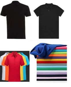 Men's Plain Blank POLO T Shirt Basic Tee Short Sleeve Blouse Golf Top New Bulk - Picture 1 of 21