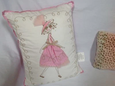 Pottery Barn Niños Sophia Decorativa 16 x 20 Almohada de Lanzamiento Rosa Marrón Niña en Vestido Foto 1 de 2
