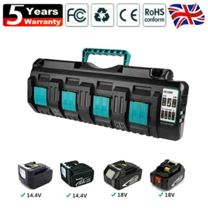 Cargador rápido multi 4 puertos DC18SF 14,4v-18v para batería Makita serie BL18 BL14 - Imagen 1 de 19