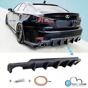 1pc For 06-13 Lexus IS250 IS350 Rear Bumper Diffuser Black Urethane With Red LED - Picture 1 of 1