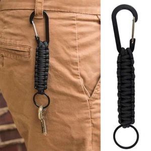 Paracord Schlüsselanhänger mit Karabiner geflochten Lanyard Ring Haken Clip für Schlüssel Messer - Bild 1 von 15