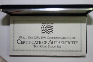 1994-P/S US Mint World Cup Commem  90% Silver $1 & Clad 50c PF NO BOX  (NUM6842) - Picture 1 of 5