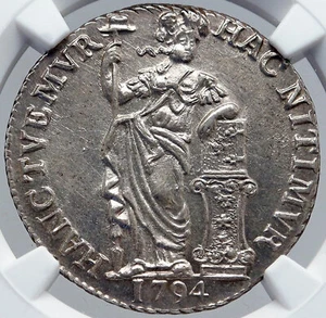 1794 NETHERLANDS Dutch Republic Holland ANTIQUE Silver Gulden Coin NGC i86448 - Picture 1 of 5