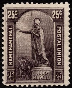 Hawaii Stamp Scott #47 Mint F-VF - 25 Cents Dark Violet Kamehameha I Statue Nice - Picture 1 of 1