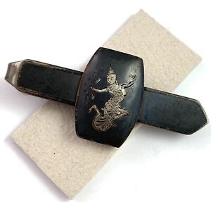 Vintage Tie Clip Sterling Silver Siam Etched Dancer 12 Grams Men’s Jewelry