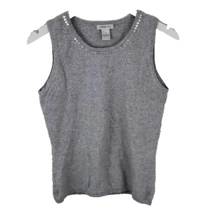 Women's Harold's Cashmere Cotton Knit Sequin Tank Top Size Small - Picture 1 of 8