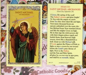 Hymn to St Michael the Archangel- Laminated  Holy Card 800-1253 - Picture 1 of 3