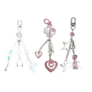 Fashion Love Heart Keychain Sweet Bowknot Pendant Bag Ornament Keyring Car Key - Zdjęcie 1 z 11