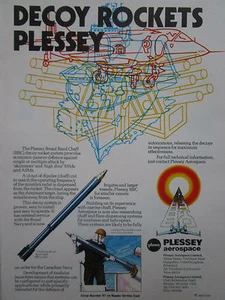 7/1981 PUB PLESSEY AEROSPACE BBC DECOY ROCKET SYSTEM ROYAL & CANADIAN NAVY  AD - Imagen 1 de 1