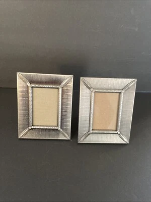 Weston Gallery 2 Pewter Photo Holders Black Dot & Stripe 2x3 (open box) - Image 1 of 4