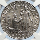 1948 Czechoslovakia - Charles University Old Silver 100 Korun Coin Ngc I105885
