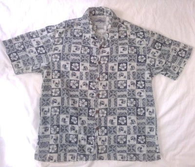 White Sierra Tropical Men's LG Multicolor Blue Button Up Short Sleeve - Image 1 of 4