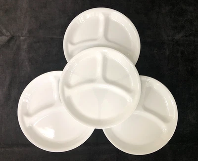4 platos de cena CORELLE Corning WINTER FROST WHITE 10,25" parrilla dividida ~ LISO ~ NUEVO Foto 1 de 4